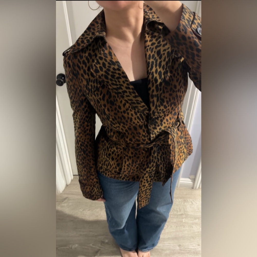 St. John Collection Leopard Blazer Silk Lined Belted Jacket, Size: 8